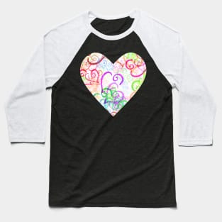 Pink and Purple Curved Hearts on Cream Baseball T-Shirt